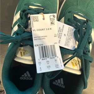 Adidas Kids Green and White Sneakers